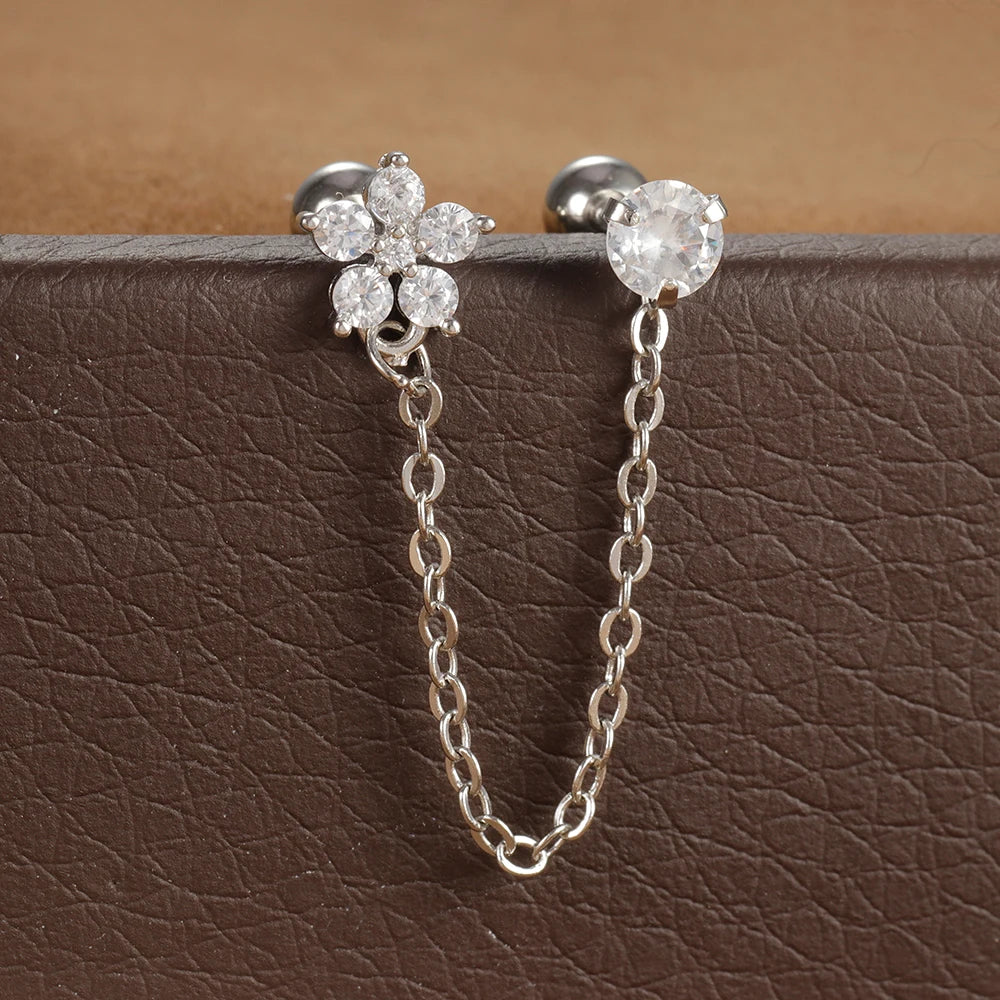 Zircon Crown Stud Earring 18K Gold Plated