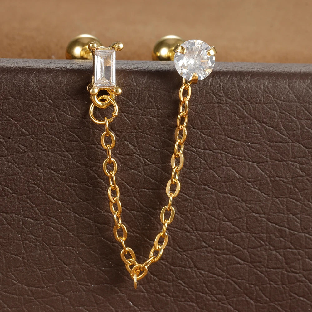 Zircon Crown Stud Earring 18K Gold Plated