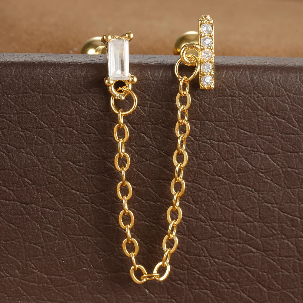 Zircon Crown Stud Earring 18K Gold Plated