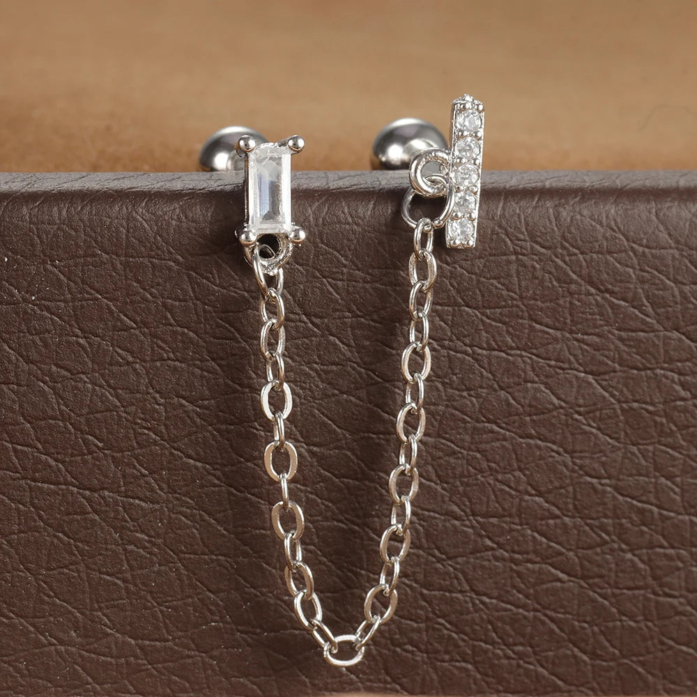 Zircon Crown Stud Earring 18K Gold Plated