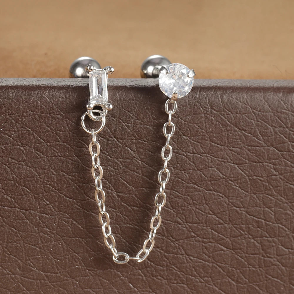 Zircon Crown Stud Earring 18K Gold Plated