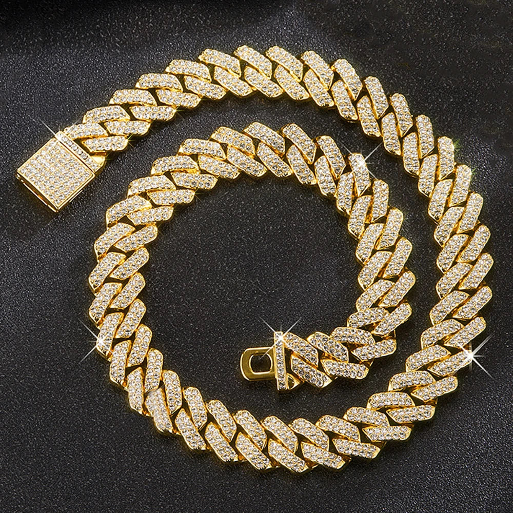 Hip Hop Shiny Cuban Link Chain Necklace