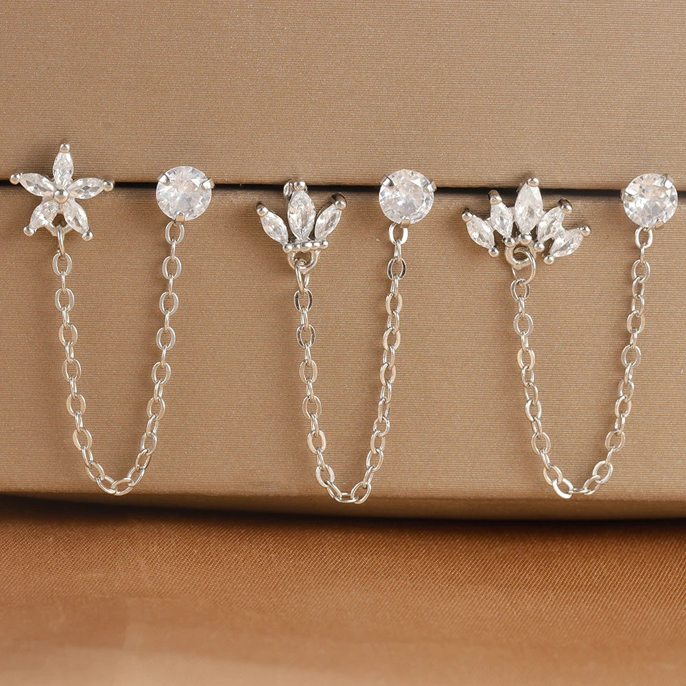 Zircon Crown Stud Earring 18K Gold Plated
