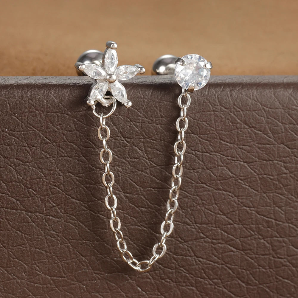 Zircon Crown Stud Earring 18K Gold Plated