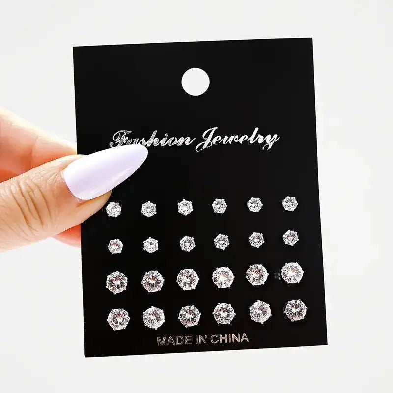 Zircon Stud Earrings Set