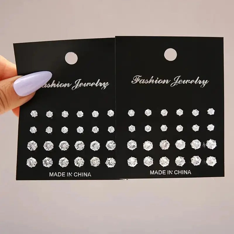 Zircon Stud Earrings Set