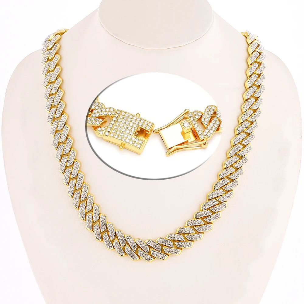 Hip Hop Shiny Cuban Link Chain Necklace