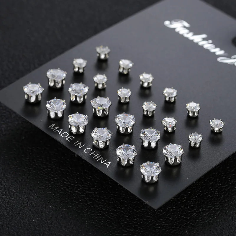 Zircon Stud Earrings Set